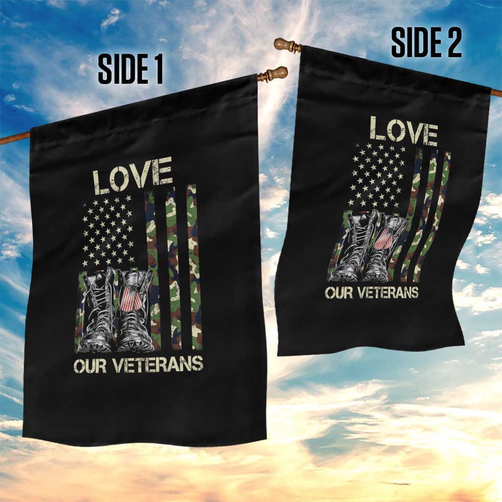 Love Our Veterans Garden Flag Camo American Flag Military Supportive Veterans Day TS10 Print Your Wear