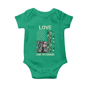 Love Our Veterans Baby Onesie Camo American Flag Military Supportive Veterans Day TS10 Irish Green Print Your Wear