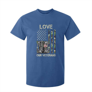 Love Our Veterans T Shirt For Kid Camo American Flag Military Supportive Veterans Day TS10 Royal Blue Print Your Wear