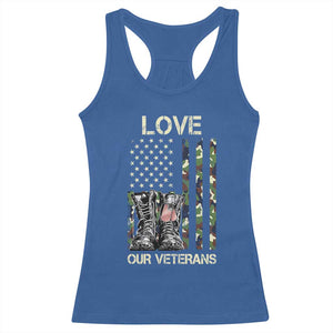 Love Our Veterans Racerback Tank Top Camo American Flag Military Supportive Veterans Day TS10 Royal Blue Print Your Wear