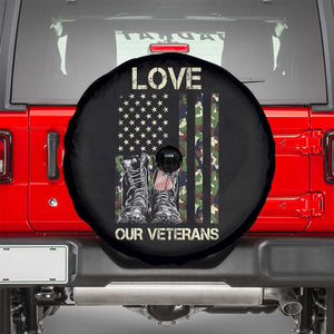 Love Our Veterans Spare Tire Cover Camo American Flag Military Supportive Veterans Day TS10 Black Print Your Wear