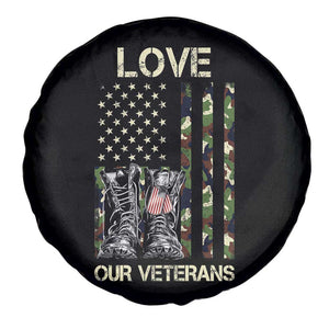 Love Our Veterans Spare Tire Cover Camo American Flag Military Supportive Veterans Day TS10 Print Your Wear