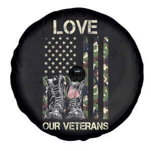 Love Our Veterans Spare Tire Cover Camo American Flag Military Supportive Veterans Day TS10 Print Your Wear