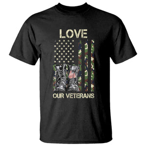 Love Our Veterans T Shirt Camo American Flag Military Supportive Veterans Day TS10 Black Print Your Wear