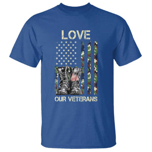 Love Our Veterans T Shirt Camo American Flag Military Supportive Veterans Day TS10 Royal Blue Print Your Wear