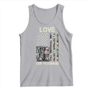 Love Our Veterans Tank Top Camo American Flag Military Supportive Veterans Day TS10 Athletic Heather Print Your Wear