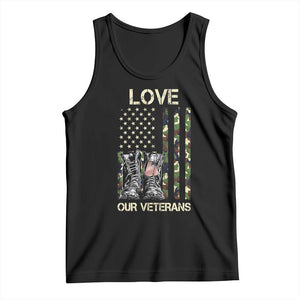 Love Our Veterans Tank Top Camo American Flag Military Supportive Veterans Day TS10 Black Print Your Wear