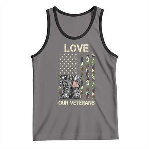 Love Our Veterans Tank Top Camo American Flag Military Supportive Veterans Day TS10 Deep Heather Black Print Your Wear