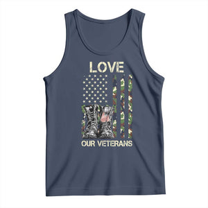 Love Our Veterans Tank Top Camo American Flag Military Supportive Veterans Day TS10 Navy Print Your Wear