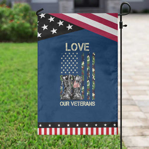 Love Our Veterans Garden Flag Camo American Flag Military Supportive Veterans Day TS10 Classic Blue Black Print Your Wear