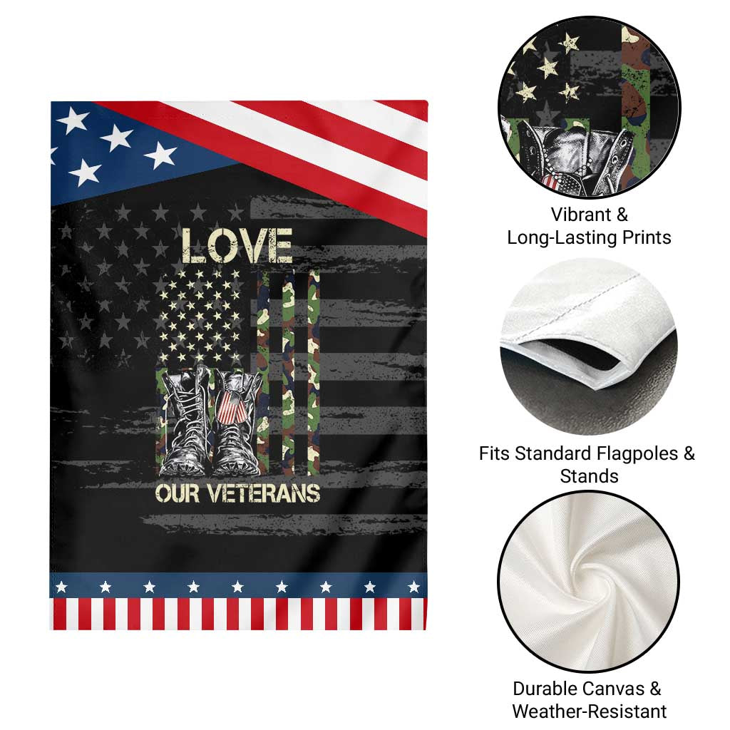 Love Our Veterans Garden Flag Camo American Flag Military Supportive Veterans Day TS10 Print Your Wear