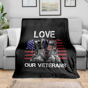 Love Our Veterans Throw Blanket American Flag Military Supportive Veterans Day TS10 Print Your Wear