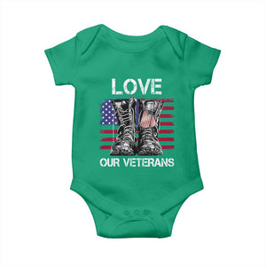 Love Our Veterans Baby Onesie American Flag Military Supportive Veterans Day TS10 Irish Green Print Your Wear