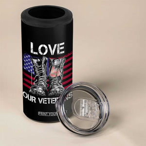 Love Our Veterans 4 in 1 Can Cooler Tumbler American Flag Military Supportive Veterans Day TS10 Print Your Wear