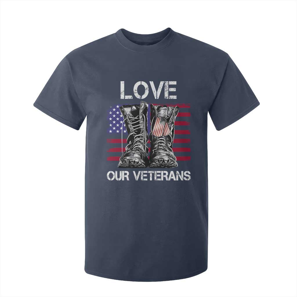 Love Our Veterans T Shirt For Kid American Flag Military Supportive Veterans Day TS10 Navy Print Your Wear