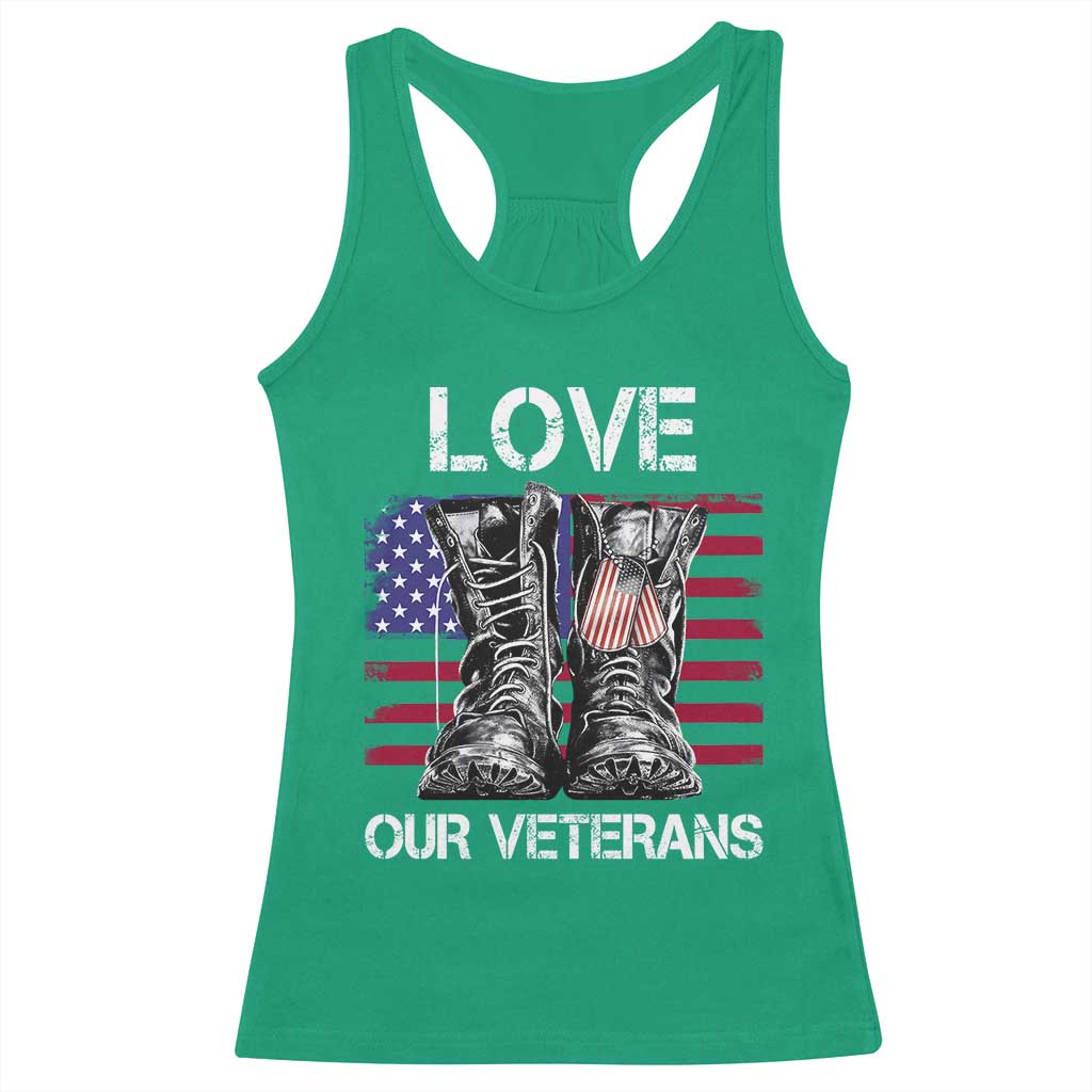 Love Our Veterans Racerback Tank Top American Flag Military Supportive Veterans Day TS10 Irish Green Print Your Wear