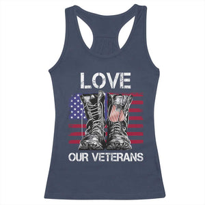 Love Our Veterans Racerback Tank Top American Flag Military Supportive Veterans Day TS10 Navy Print Your Wear
