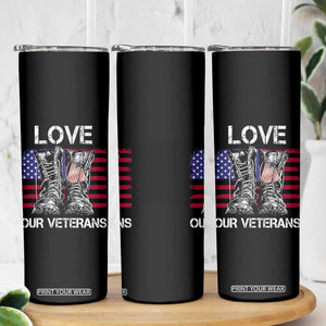 Love Our Veterans Skinny Tumbler American Flag Military Supportive Veterans Day TS10 Print Your Wear
