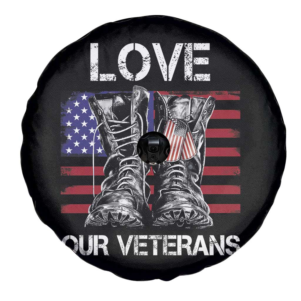 Love Our Veterans Spare Tire Cover American Flag Military Supportive Veterans Day TS10 Print Your Wear