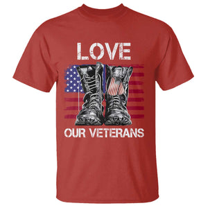 Love Our Veterans T Shirt American Flag Military Supportive Veterans Day TS10 Red Print Your Wear