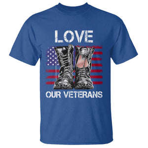 Love Our Veterans T Shirt American Flag Military Supportive Veterans Day TS10 Royal Blue Print Your Wear