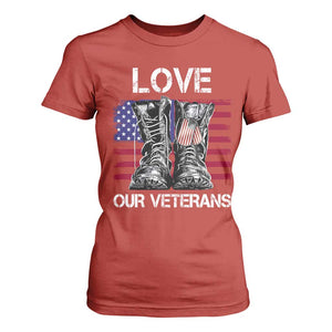 Love Our Veterans T Shirt For Women American Flag Military Supportive Veterans Day TS10 Red Print Your Wear
