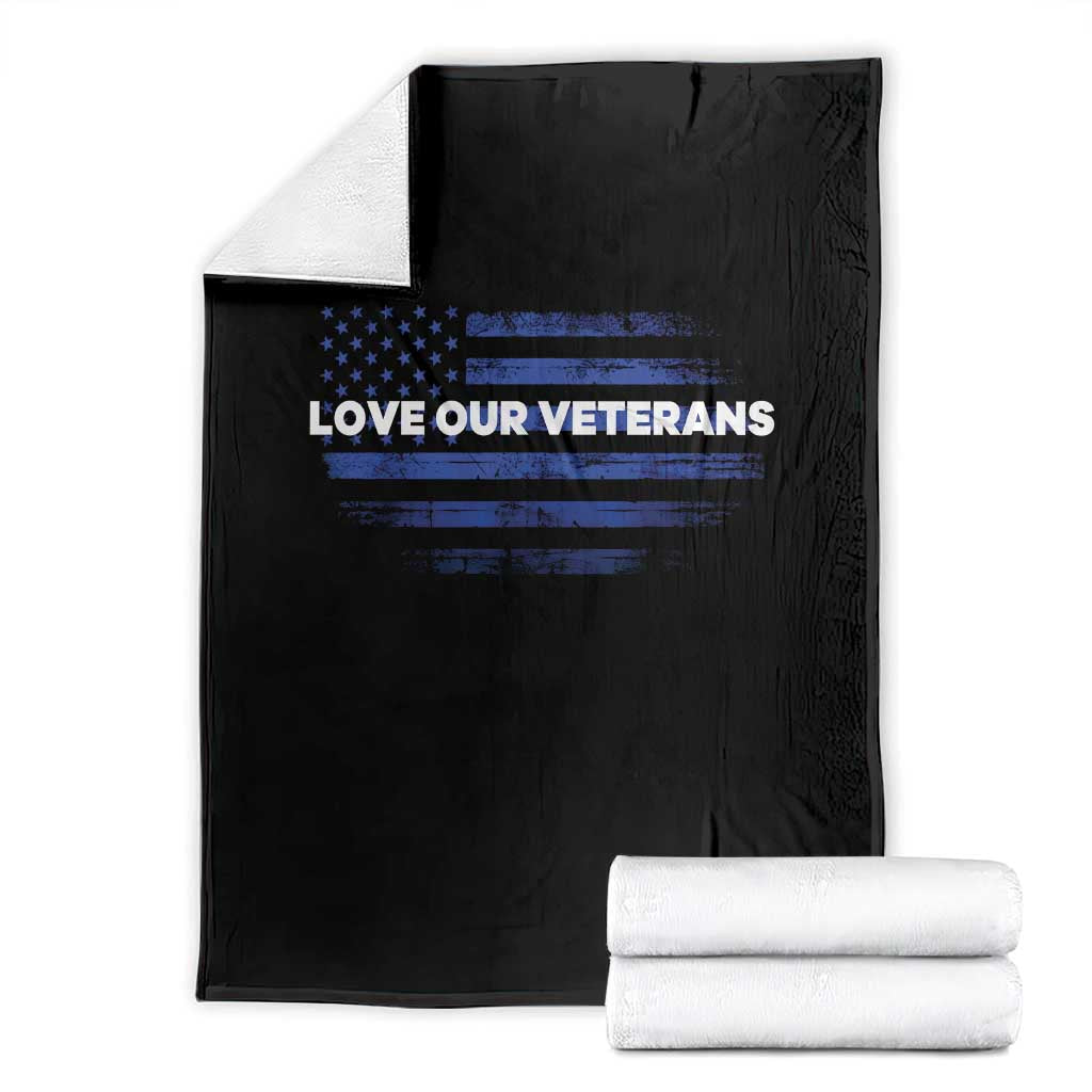 Love Our Veterans Throw Blanket Veterans Day Grunge American Flag TS10 Black Print Your Wear