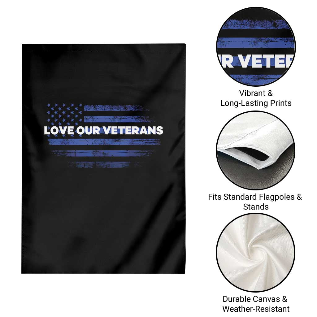 Love Our Veterans Garden Flag Veterans Day Grunge American Flag TS10 Print Your Wear