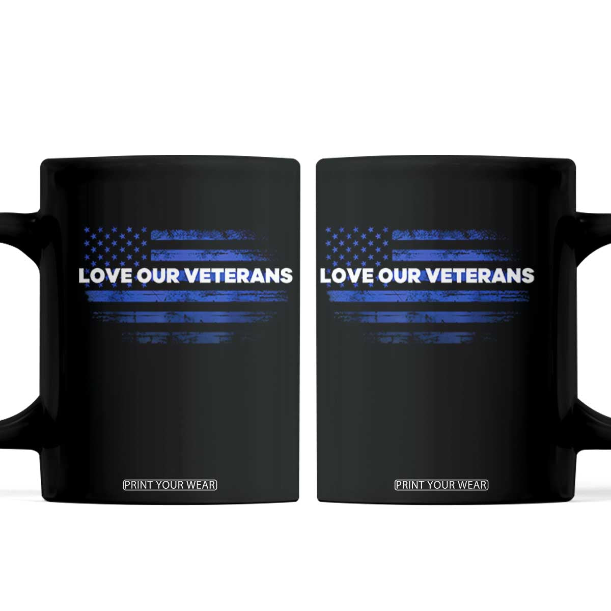 Love Our Veterans Coffee Mug Veterans Day Grunge American Flag TS10 Black Print Your Wear