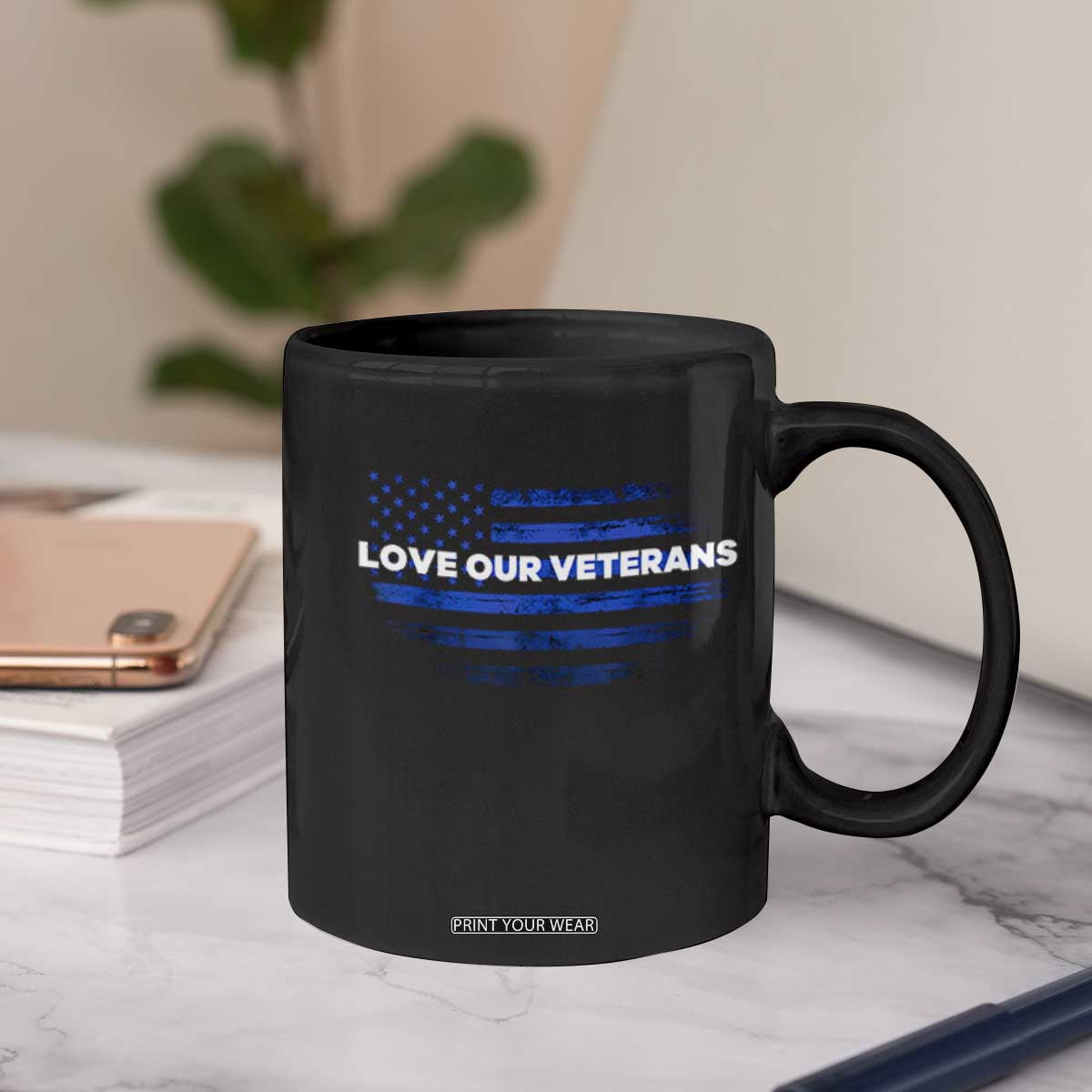 Love Our Veterans Coffee Mug Veterans Day Grunge American Flag TS10 Print Your Wear