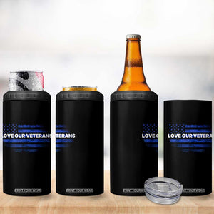 Love Our Veterans 4 in 1 Can Cooler Tumbler Veterans Day Grunge American Flag TS10 Print Your Wear