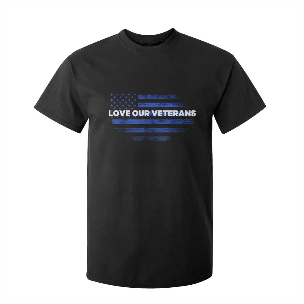 Love Our Veterans T Shirt For Kid Veterans Day Grunge American Flag TS10 Black Print Your Wear
