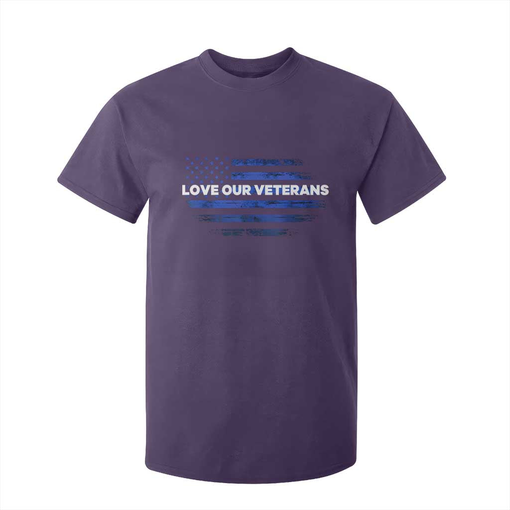 Love Our Veterans T Shirt For Kid Veterans Day Grunge American Flag TS10 Purple Print Your Wear
