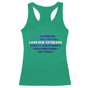 Love Our Veterans Racerback Tank Top Veterans Day Grunge American Flag TS10 Irish Green Print Your Wear