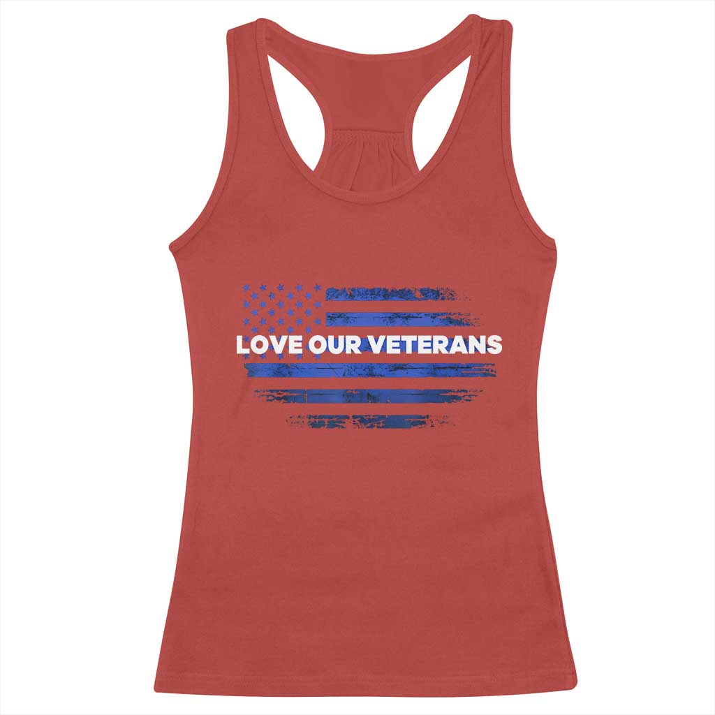 Love Our Veterans Racerback Tank Top Veterans Day Grunge American Flag TS10 Red Print Your Wear