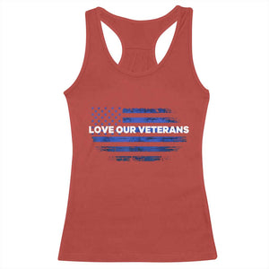Love Our Veterans Racerback Tank Top Veterans Day Grunge American Flag TS10 Red Print Your Wear