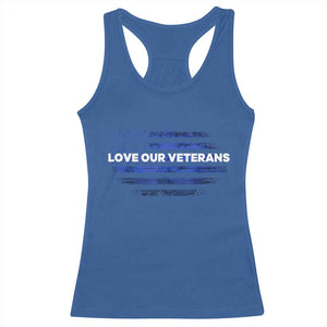 Love Our Veterans Racerback Tank Top Veterans Day Grunge American Flag TS10 Royal Blue Print Your Wear
