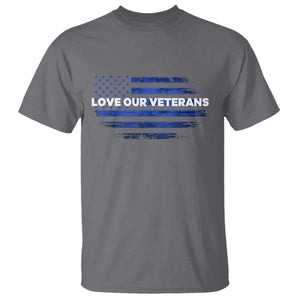 Love Our Veterans T Shirt Veterans Day Grunge American Flag TS10 Charcoal Print Your Wear