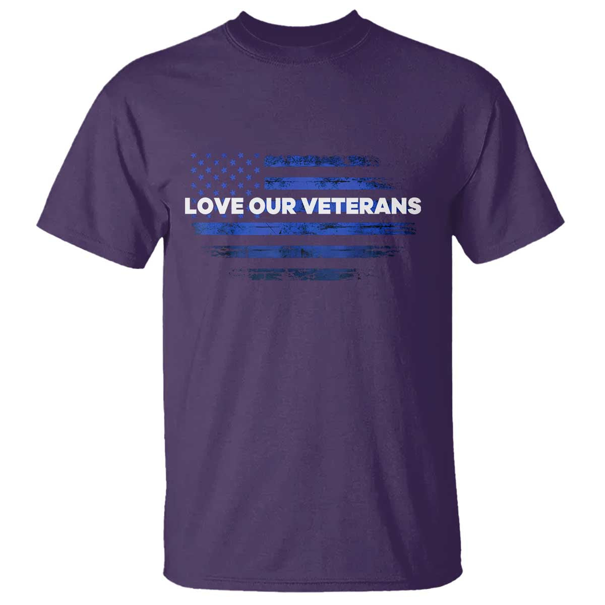Love Our Veterans T Shirt Veterans Day Grunge American Flag TS10 Purple Print Your Wear