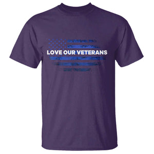 Love Our Veterans T Shirt Veterans Day Grunge American Flag TS10 Purple Print Your Wear