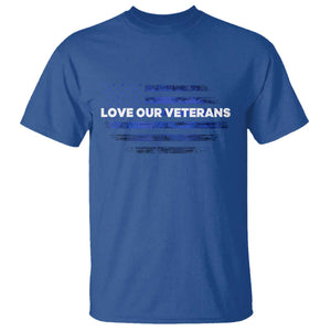Love Our Veterans T Shirt Veterans Day Grunge American Flag TS10 Royal Blue Print Your Wear