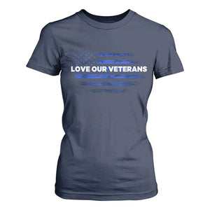Love Our Veterans T Shirt For Women Veterans Day Grunge American Flag TS10 Navy Print Your Wear