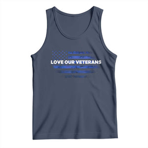 Love Our Veterans Tank Top Veterans Day Grunge American Flag TS10 Navy Print Your Wear