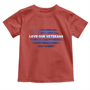 Love Our Veterans Toddler T Shirt Veterans Day Grunge American Flag TS10 Red Print Your Wear