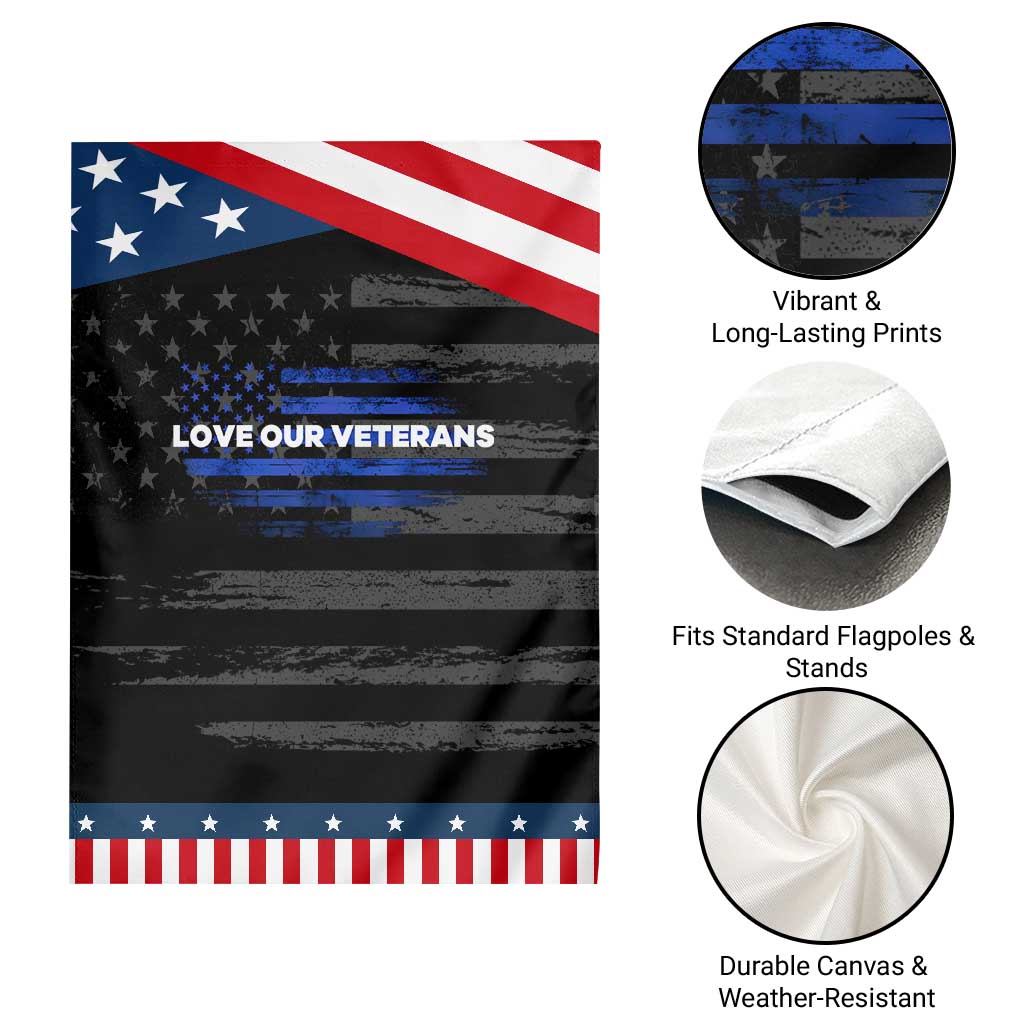 Love Our Veterans Garden Flag Veterans Day Grunge American Flag TS10 Print Your Wear