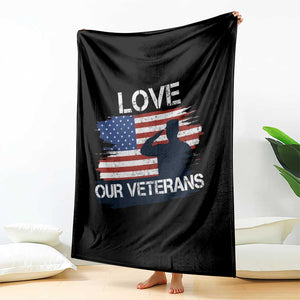 Love Our Veterans Throw Blanket Veterans Day Military Appreciation US Flag TS10 Print Your Wear
