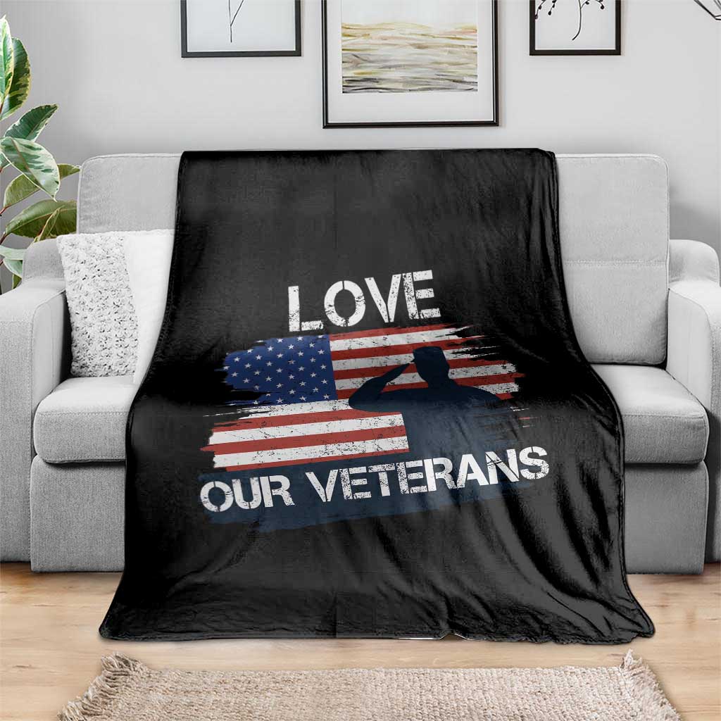 Love Our Veterans Throw Blanket Veterans Day Military Appreciation US Flag TS10 Print Your Wear