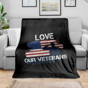 Love Our Veterans Throw Blanket Veterans Day Military Appreciation US Flag TS10 Print Your Wear