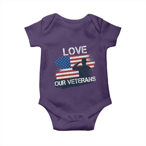 Love Our Veterans Baby Onesie Veterans Day Military Appreciation US Flag TS10 Purple Print Your Wear