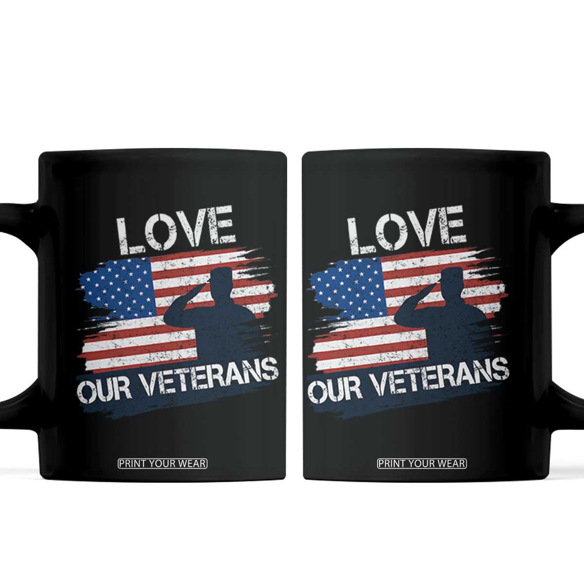 Love Our Veterans Coffee Mug Veterans Day Military Appreciation US Flag TS10 Black Print Your Wear